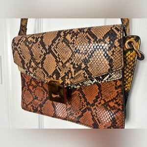 Aldo Brown and Tan Snakeskin Shoulder Bag